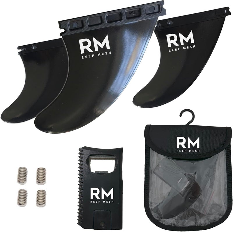 REEF MESH Surfboard fins 3-Set Single tab, Double tab, Board fins, Boost fin, fins Single, Soft Surfboard fins, surf fins, Surfboard fin, Surfing fins - Image 1